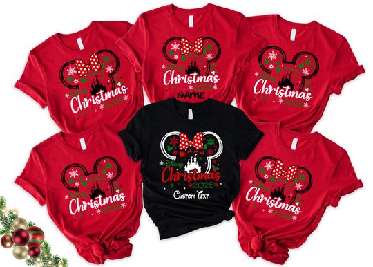 Discover Disney Christmas 2025 Shirt, Custom Disney Christmas Shirt, Mickey Minnie Christmas Shirt, Custom Family Disney Tshirt, Christmas Family Tee