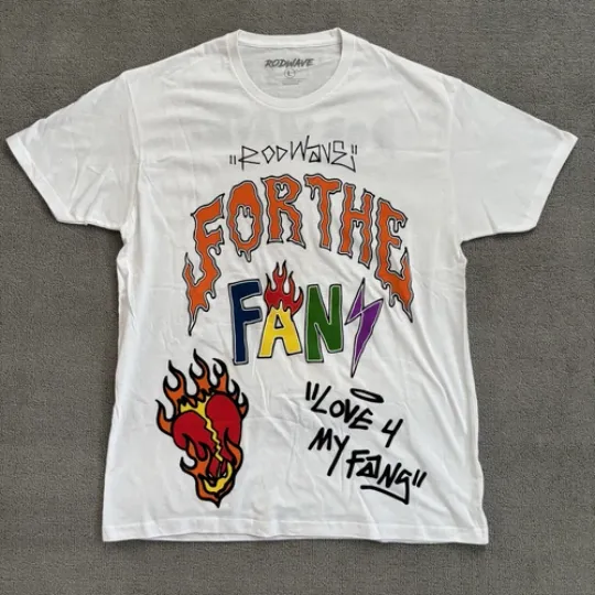 Discover Rod Wave Tour White T-Shirt “For the Fans” Large Crazy Graphics Concert #426