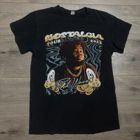Discover Rod Wave Nostalgia Tour 2023 Black Graphic Print T-Shirt Music Concert