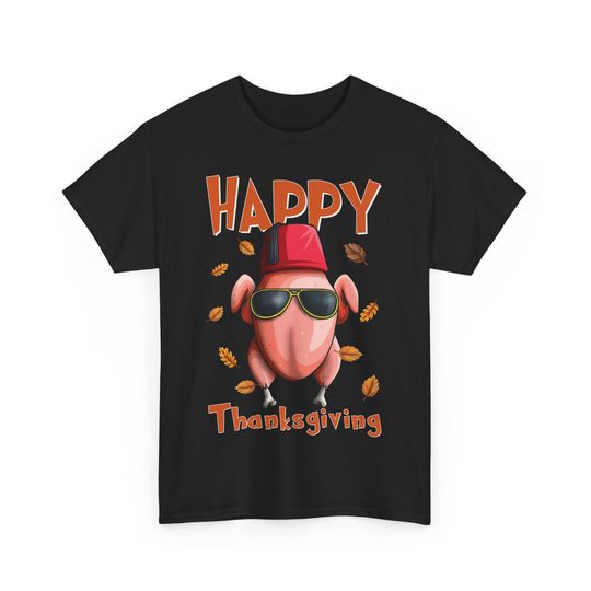 Discover Funny Thanksgiving Turkey Tee: Unisex Heavy Cotton Holiday Shirt