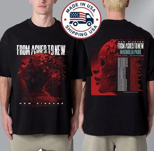 Discover From Ashes To New The New Disease Tour 2025 Double Sided T-Shirt