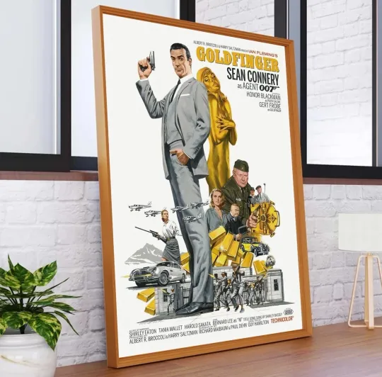 Goldfinger Movie Poster, James Bond 007, Sean Connery Vertical Premium Matte Poster
