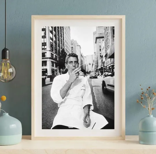 Anthony Bourdain Smoking Vintage Poster - Premium Matte Vertical Poster