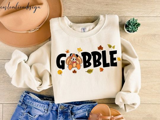 Discover Mickey Gobble Sweatshirt, Disney Thanksgiving sweat, Happy Thanksgiving Sweatshirt, Thanksgiving Gift, thanksgiving gobble Sweatshirt