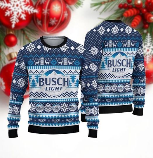 Discover Light Beer Ugly Christmas Sweater, Funny Beer Lover Holiday Jumper, Blue Snowflake Knit Sweatshirt, Winter Party Outfit Gift for Him