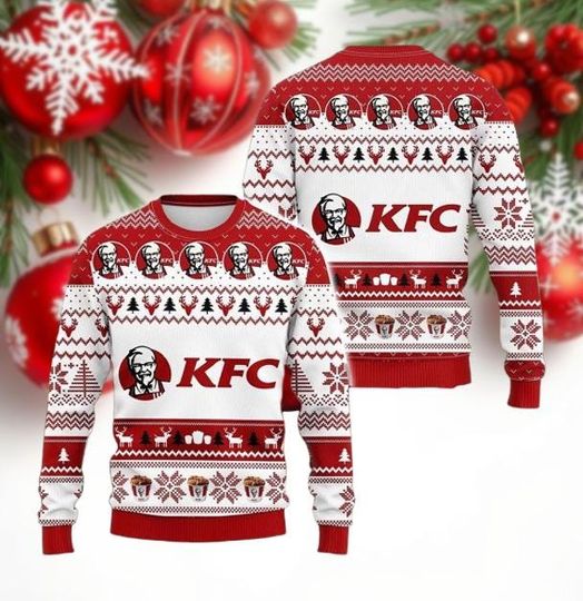 Discover Fried Chicken Ugly Christmas Sweater  Funny Foodie Holiday Knit Pullover | Novelty Xmas Party Outfit Gift