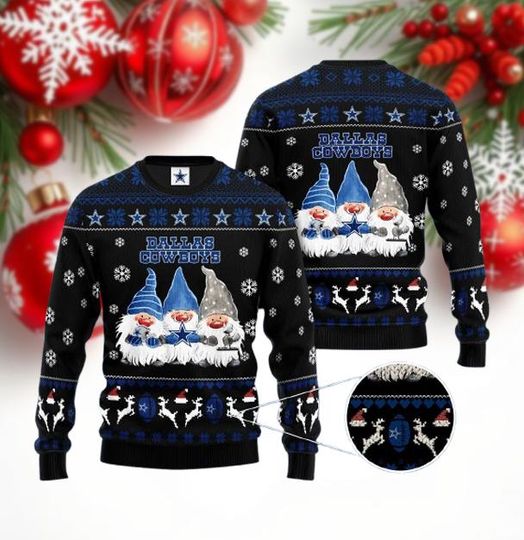 Discover Funny Ugly Christmas Sweater, Blue Gnome Football Holiday Pullover, Unisex Winter Knit Jumper, Cozy Xmas Party Gift
