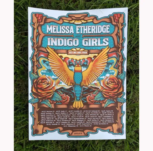 Indigo Girls & Melissa Etheridge Yes We Are Tour 2025 Vertical Concert Poster