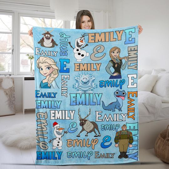 Discover Personalized Disney Frozen Blanket, Custom Name Disney Blanket, Princess Elsa Blanket, Disney Birthday Girl Gift, Kids Disney Blanket KCU506