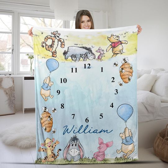 Discover Personalized Milestone Blanket Winnie the Pooh Blanket/Personalized Baby Monthly Month Blanket/Winnie The Pooh And Friends Blanket OGUH16