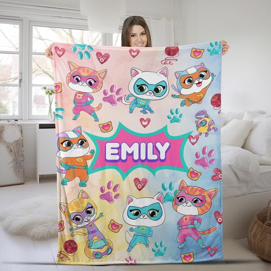 Discover Personalized Super Kitties Blanket, Custom Super Kitties Blanket, Super Kittie Buddy Bitsy Ginny Sparks Hero Blanket, Disneyland KCUU25