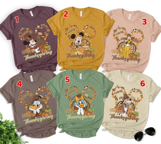 Discover Personalized All Characters Disney Thanksgiving Group Shirt, Mickey And Friends Fall Vibes Family Thanksgiving Day