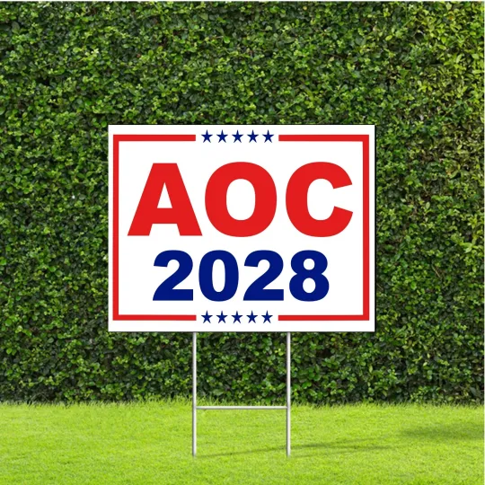Discover AOC Alexandria Ocasio Cortez 2028 President Election Yard Sign with Metal Stake