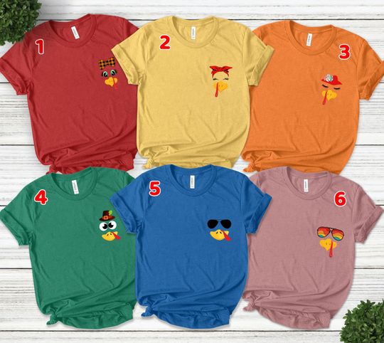 Discover Pocket Turkey Fall Thanksgiving Shirt, Thanksgiving Family Matching Shirt, Turkey Face, Funny Thanksgiving Shirt, Thanksgiving gift