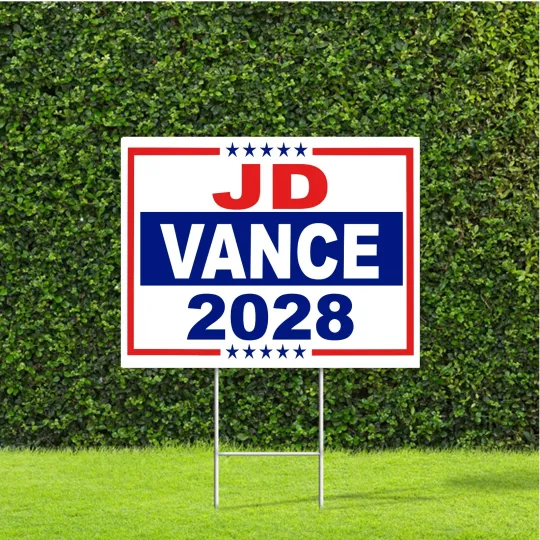 Discover JD Vance 2028 President Election Yard Sign with Metal H Stake