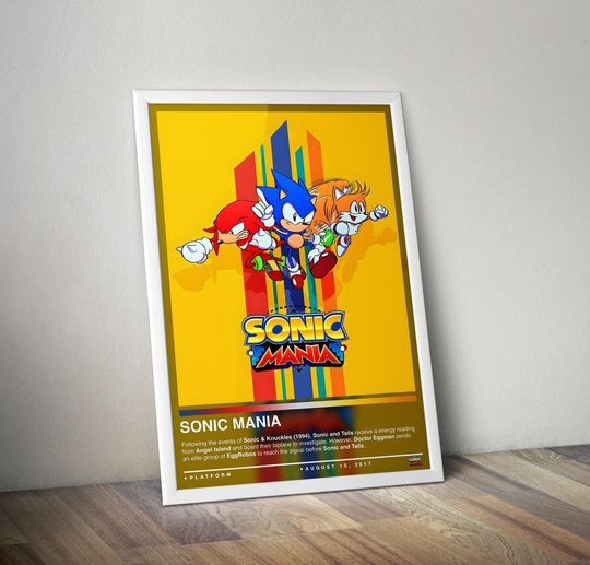 Sonic Mania Poster Print | Sonic Cover | Gaming Posters | Gaming Decors | Video Game Posters | Gaming Gifts | Video Game Prints