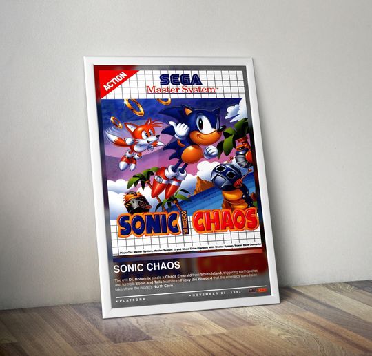 Sonic Chaos Poster Print | Sonic Cover | Gaming Posters | Gaming Decors | Video Game Posters | Gaming Gifts | Video Game Prints
