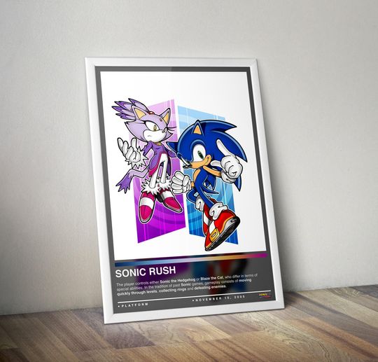 Discover Sonic Rush Poster Print | Sonic Cover | Gaming Posters | Gaming Decors | Video Game Posters | Gaming Gifts | Video Game Prints