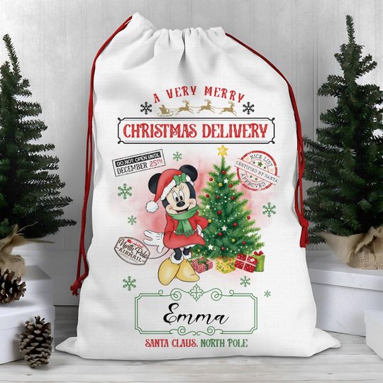 Discover Personalized Mickey Mouse Santa Sack, Disney Christmas Gift Bag, Mickey Christmas Special Delivery Bag, Minnie Goofy Pluto Family Sacks