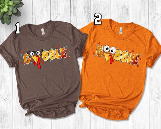 Discover Thanksgiving Couple Shirt, Funny Gobble Gobble Shirt, Cute Thanksgiving Shirt, Custom Couple Shirt, Fall Family Matching Shirt