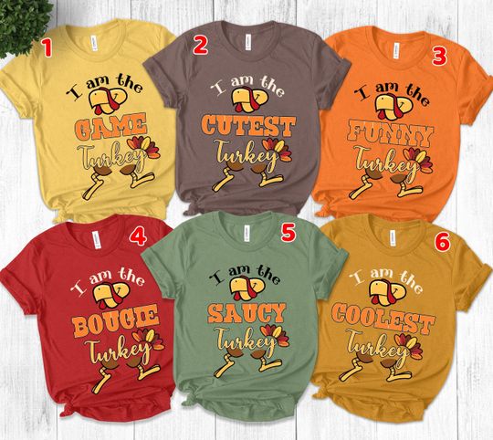 Discover Thanksgiving shirt, Friendsgiving Shirt, I'm The Sleepy Funny Bougie Loudest Gamer Coolest Turkey Shirt, Group Thanksgiving Shirt