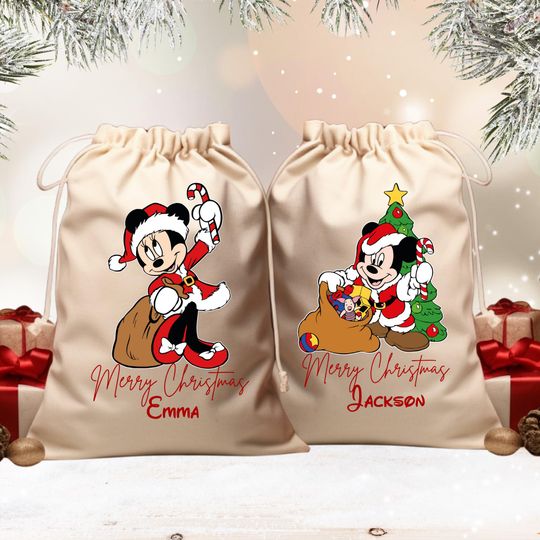 Discover Personalized All Characters Disney Christmas Sack, Mickey and Friends Santa Sack Keepsake 2025, Disney Family Christmas Bag, Christmas Gift
