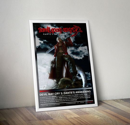 Devil May Cry 3 Poster Print | Devil May Cry Cover | Gaming Poster, Gaming Decor, Video Game Poster, Gaming Gift, Video Game Print