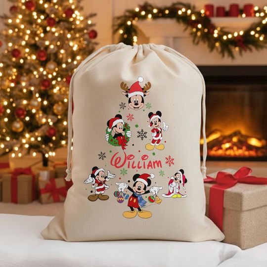 Discover Personalized All Characters Special Delivery Disney Christmas Sack, Mickey and Friends Santa Sack Keepsake 2025, Disney Family Christmas Bag