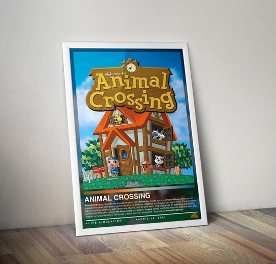 Animal Crossing 2001 Poster Print | Gaming Cover | Gaming Poster | Gaming Decor, Video Game Poster, Gaming Gift, Video Game Print