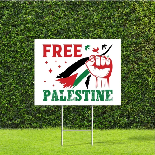 Discover Free Palestine with Fist up 18"x22" Anti War Peace Sign