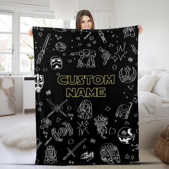 Discover Personalized Name Star Wars Blanket/Star Wars Characters Blanket/Star Wars Birthday Gift/Custom Galaxy Edge Blanket/Darth Vader OGWB13