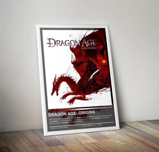 Discover Dragon Age Origins Poster Print | Gaming Cover | Gaming Poster | 4 Colors | Gaming Decor | Video Game Poster | Gaming Gift, Video Game Print