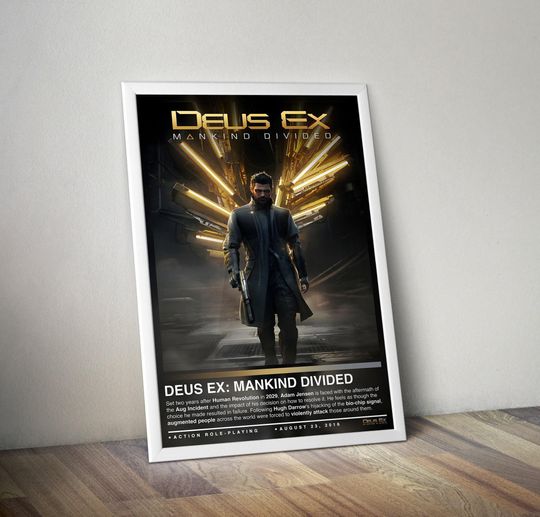 Discover Deus Ex Mankind Divided Poster Print | Gaming Cover, Gaming Poster, 4 Colors, Gaming Decor, Video Game Poster, Gaming Gift, Video Game Print