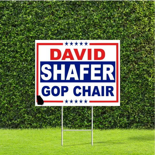 David Shafer Georgia GOP Chair Yard Sign with H Stake Red White & Blue