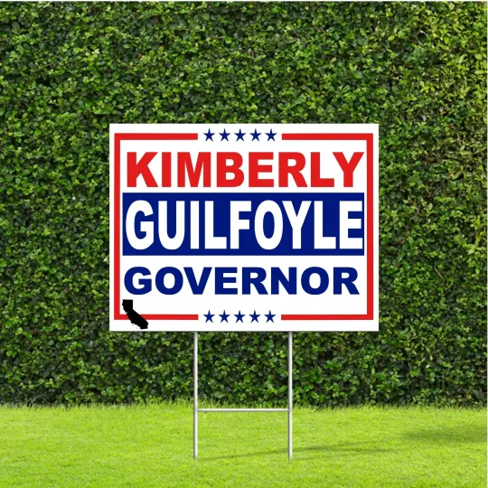Discover Kimberly Guilfoyle California gov Red White Blue Large Yard Sign w Metal H Stake