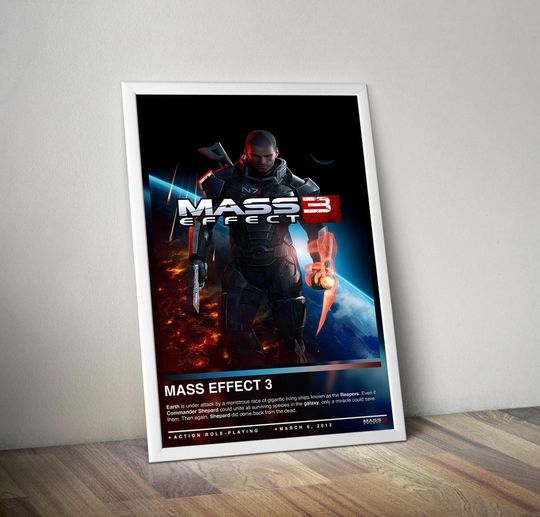 Mass Effect 3 Poster Print | Gaming Cover | Vertical Matte Poster | Video Game Wall Art | Gaming Decor