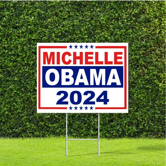 Discover Michelle Obama 2024 Red White & Blue Yard Sign with Metal H Stake