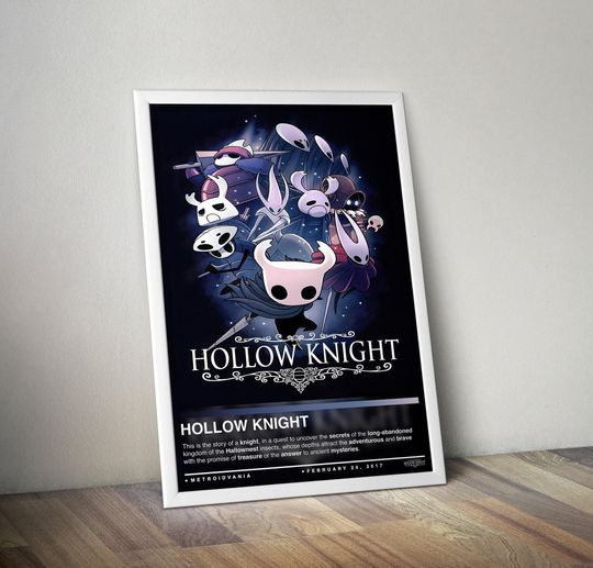 Hollow Knight Poster Print | Hollow Knight Cover | Gaming Poster | 4 Colors | Gaming Decor, Video Game Poster, Gaming Gift, Video Game Print