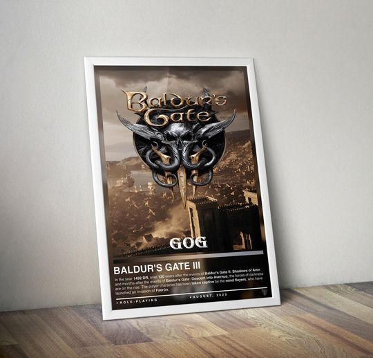 Discover Baldur's Gate 3 Poster Print | Baldur's Gate Cover | Gaming Poster, 4 Colors, Gaming Decor, Video Game Poster, Gaming Gift, Video Game Print