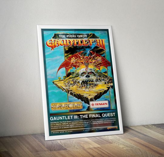 Discover Gauntlet 3 Poster Print | Gauntlet Cover | Gaming Poster | 4 Colors | Gaming Decors | Video Game Posters | Gaming Gifts | Video Game Prints