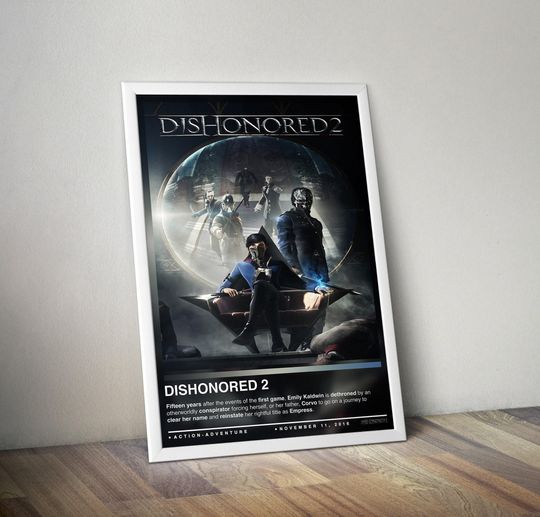Discover Dishonored 2 Poster Print | Dishonored Cover | Gaming Poster | 4 Colors | Gaming Decor | Video Game Posters | Gaming Gift | Video Game Print