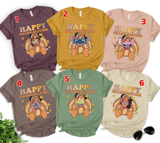 Discover Mickey And Friends Thanksgiving Turkey Group Shirt, Custom Disney Character Thanksgiving, Fall Vibes, Disney Family Vacation 2025 Tee