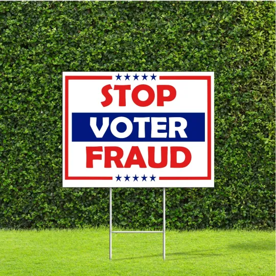 Discover Stop Voter Fraud Political Patriot Sign Red White Blue Yard Sign w Metal H Stake