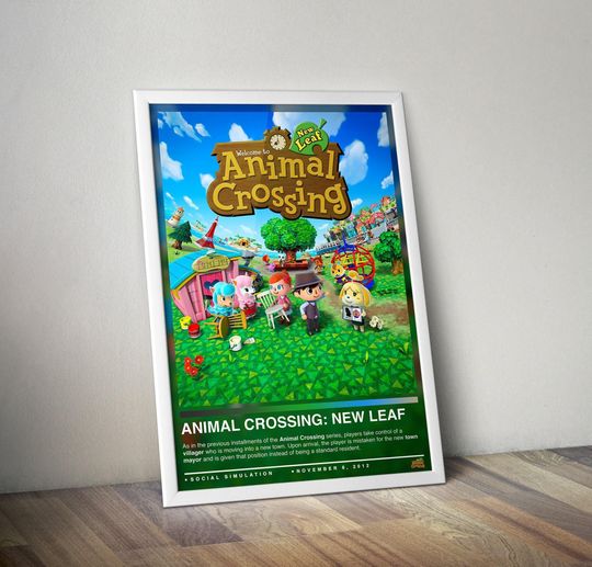 Animal Crossing New Leaf Poster Print | Gaming Poster | Gaming Decor | Video Game Poster | Gaming Gift | Video Game Print