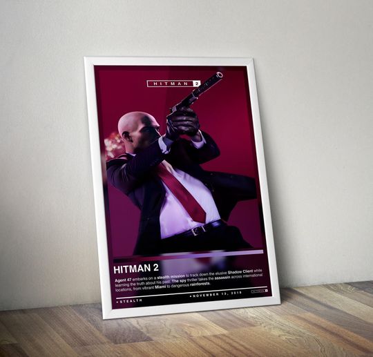 Hitman 2 Poster Print | Hitman Cover | Gaming Poster  | Gaming Decor | Video Game Posters | Gaming Gifts | Video Game Prints