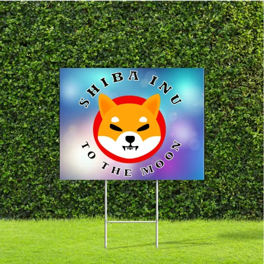 Discover Shiba Inu To The Moon Yard Sign with metal H Stake Crypto