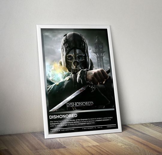 Discover Dishonored Poster Print | Dishonored Cover | Gaming Poster | 4 Colors | Gaming Decor | Video Game Posters | Gaming Gifts | Video Game Prints