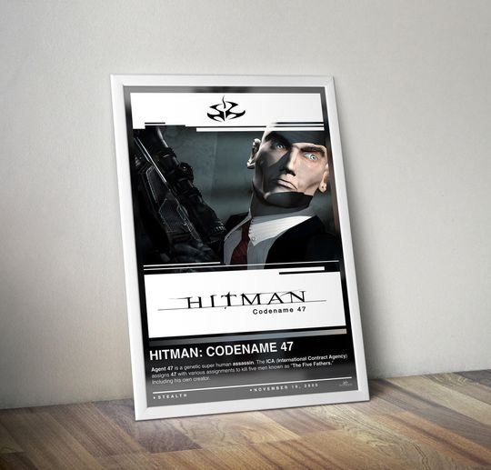 Hitman Codename 47 Poster Print | Hitman Cover | Gaming Poster | Gaming Decor | Video Game Poster | Gaming Gift, Video Game Print