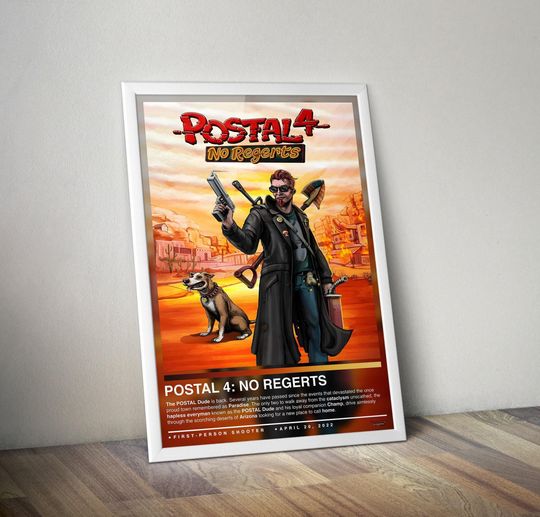 Discover Postal 4 No Regerts Poster Print | Postal Cover | Gaming Poster | 4 Colors | Gaming Decor | Video Game Poster, Gaming Gift, Video Game Print