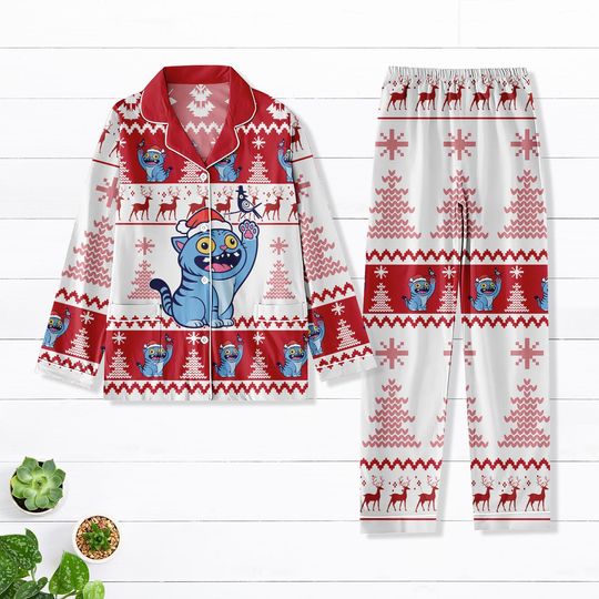 Tiger and Bird Pajamas Set, Derpy Tiger Kp0p Christmas Sleepwear, Kp0p Christmas Kid Pjs, Tiger Christmas Gift, Holiday Pjs